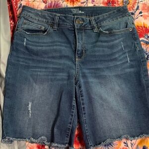 Time and Tru Blue Jean Shorts with Raw Hem